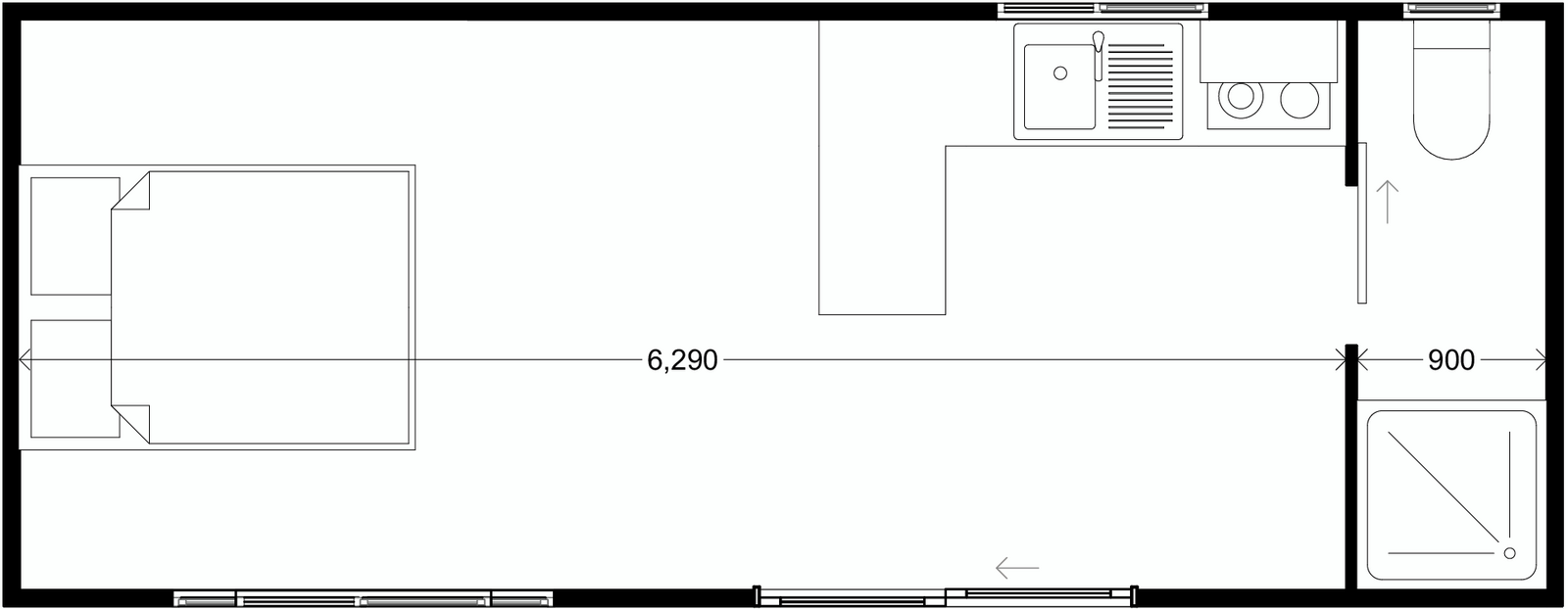 Studio Kitchen Dining End Bath 21 4m2